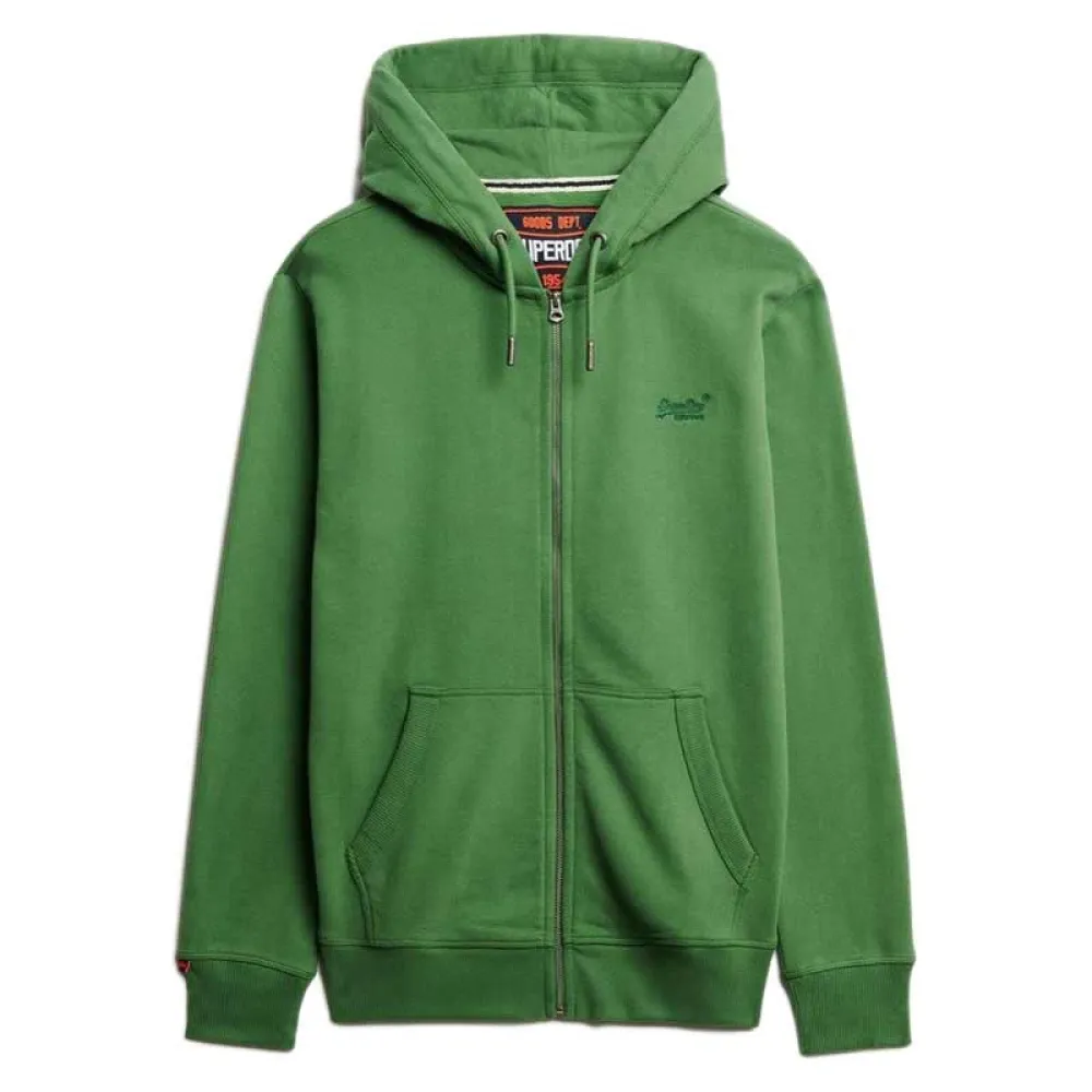 

Толстовка Superdry Essentials Logo full zip, зеленый