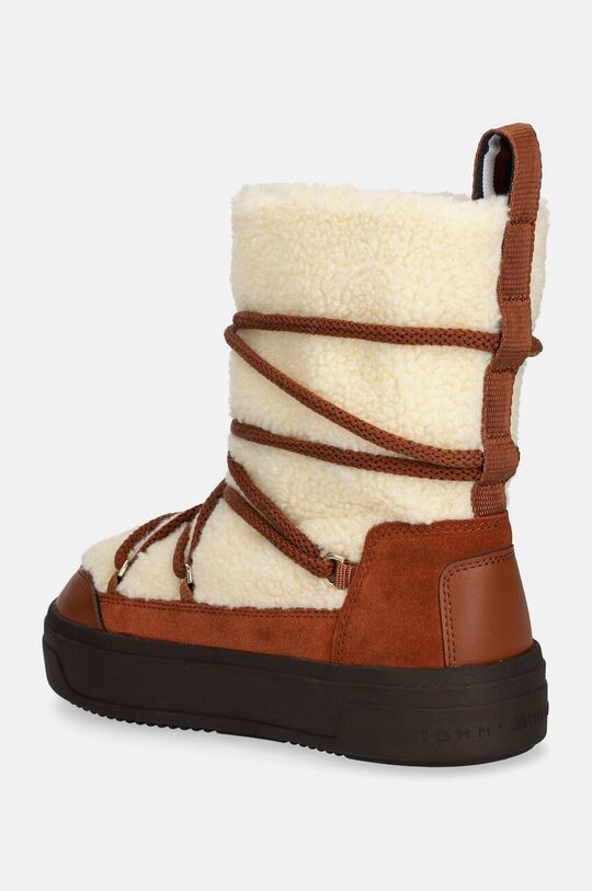 Зимние ботинки Snowboot из искусственной овчины на шнуровке Tommy Hilfiger, коричневый — фото 3