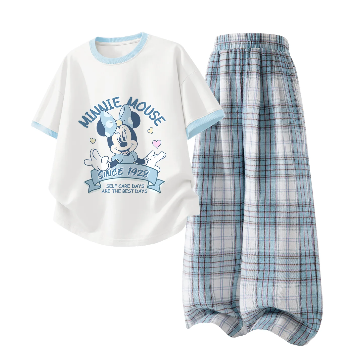 Детская спортивная футболка с круглым вырезом Disney, Di Feitianxiang Cream Blue+Solid Color White Cloud Blue — фото 3