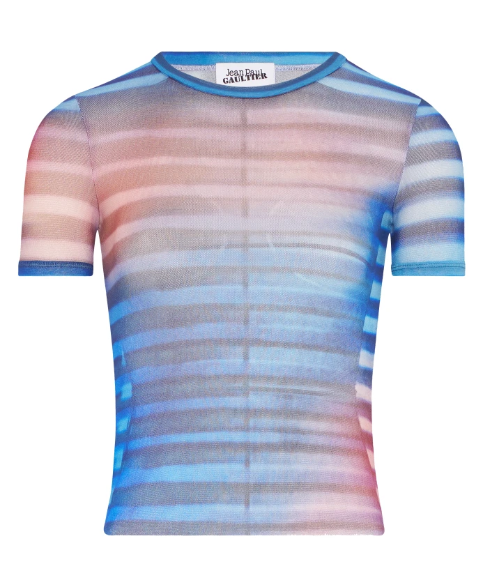 

Синяя футболка с принтом по всей поверхности. Jean Paul Gaultier, синий