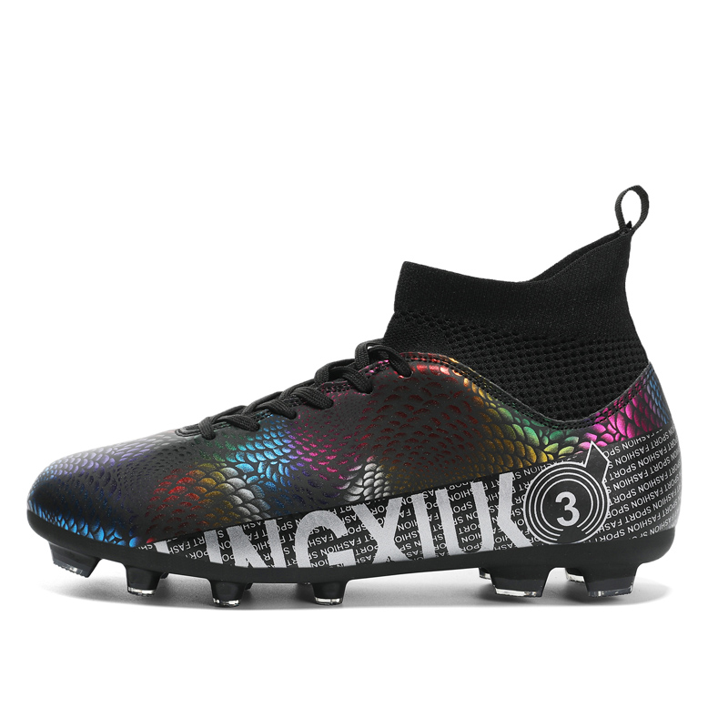 

Футбольные бутсы для детей и подростков с высоким верхом, противоскользящие, анти-ударными, водонепроницаемые, легкие, амортизирующие CAMKIDS, черный