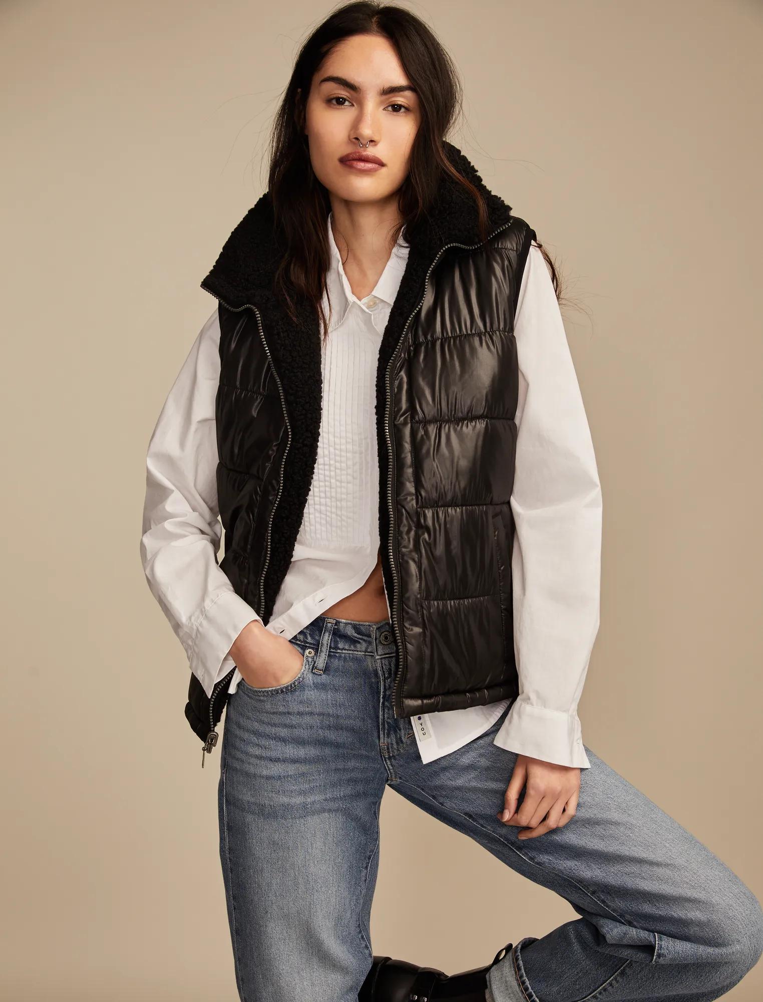 

Lucky Brand Женский Двусторонний Искусственный Меховой Жилет, черный