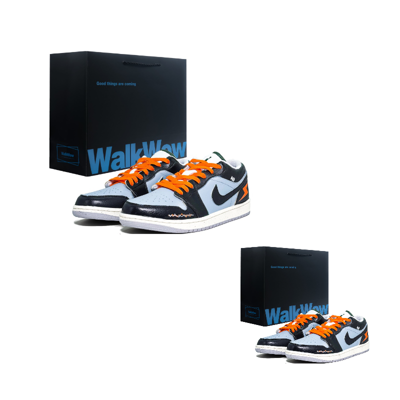 

Jordan Air 1 Износостойкие и легкие низкие кеды Vintage Basketball Shoes мужские синий черный