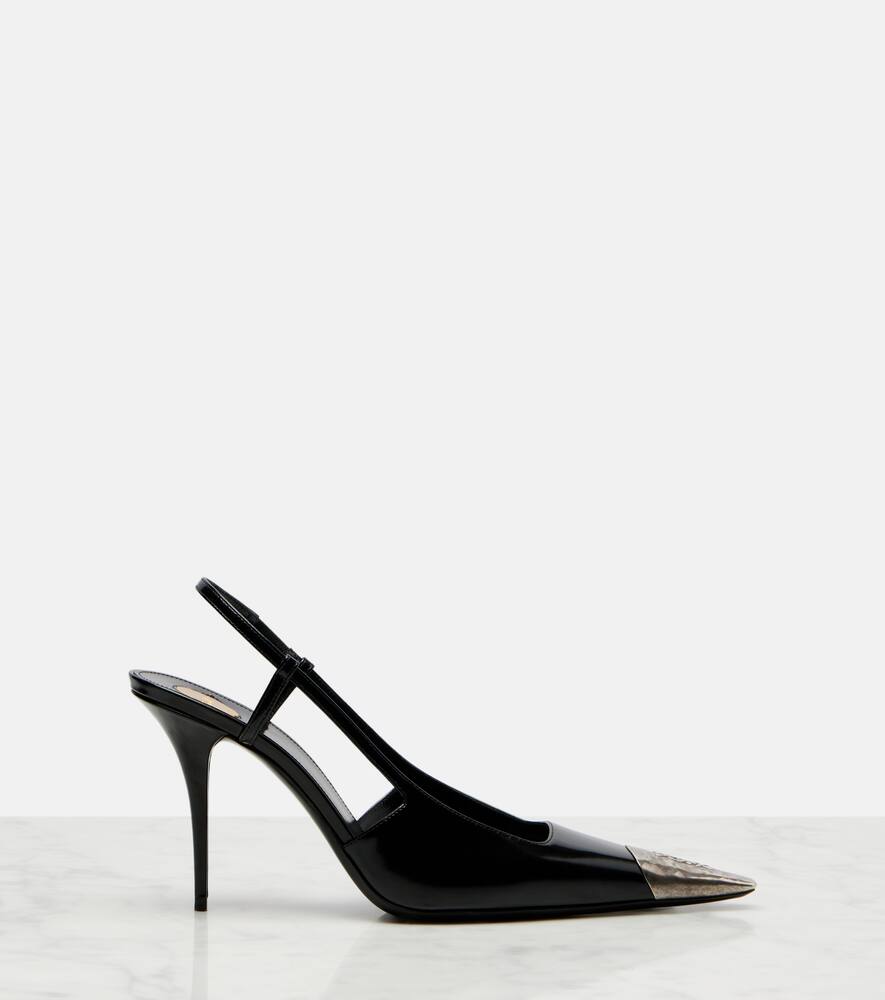 Женские кожаные туфли-лодочки Jeanne 90 на ремешке Saint Laurent, Noir — фото 4