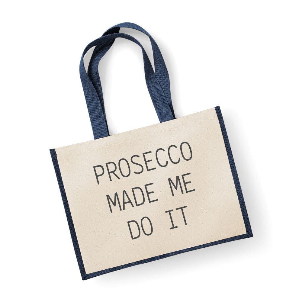 

Большая джутовая сумка Prosecco Made Me Do It Темно-синяя сумка 60 SECOND MAKEOVER, синий