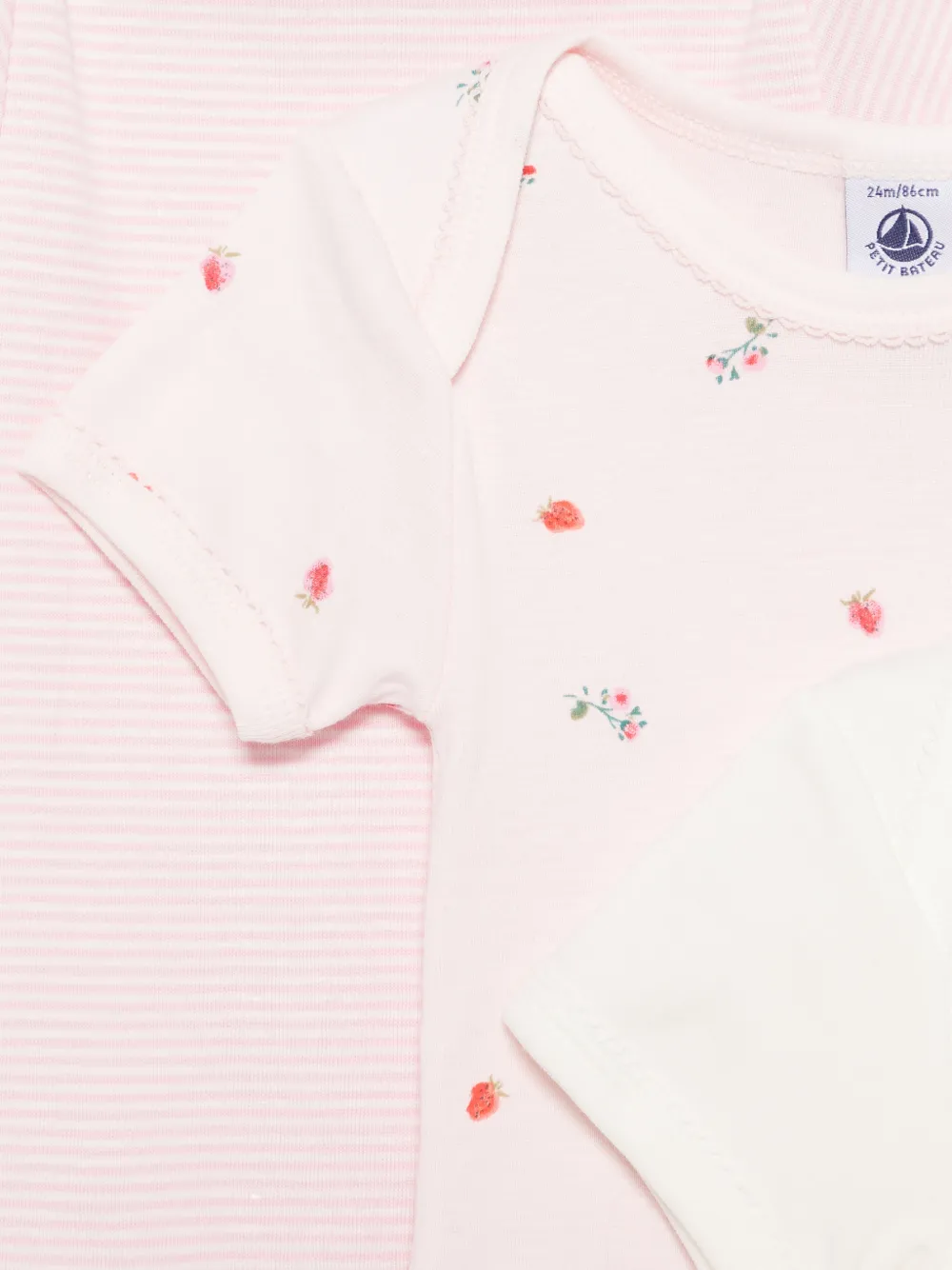 Комплект боди из хлопка (набор из трех) Petit Bateau, розовый — фото 2