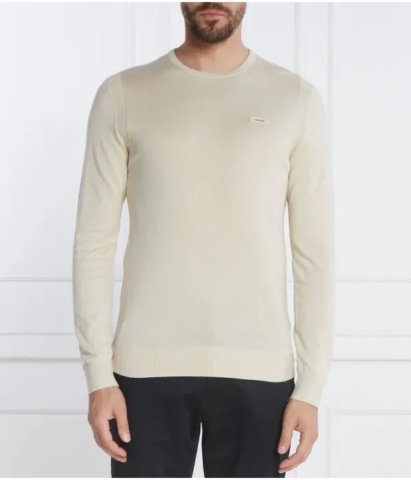 Свитер из шелковой смеси CN slim fit Calvin Klein, песочный