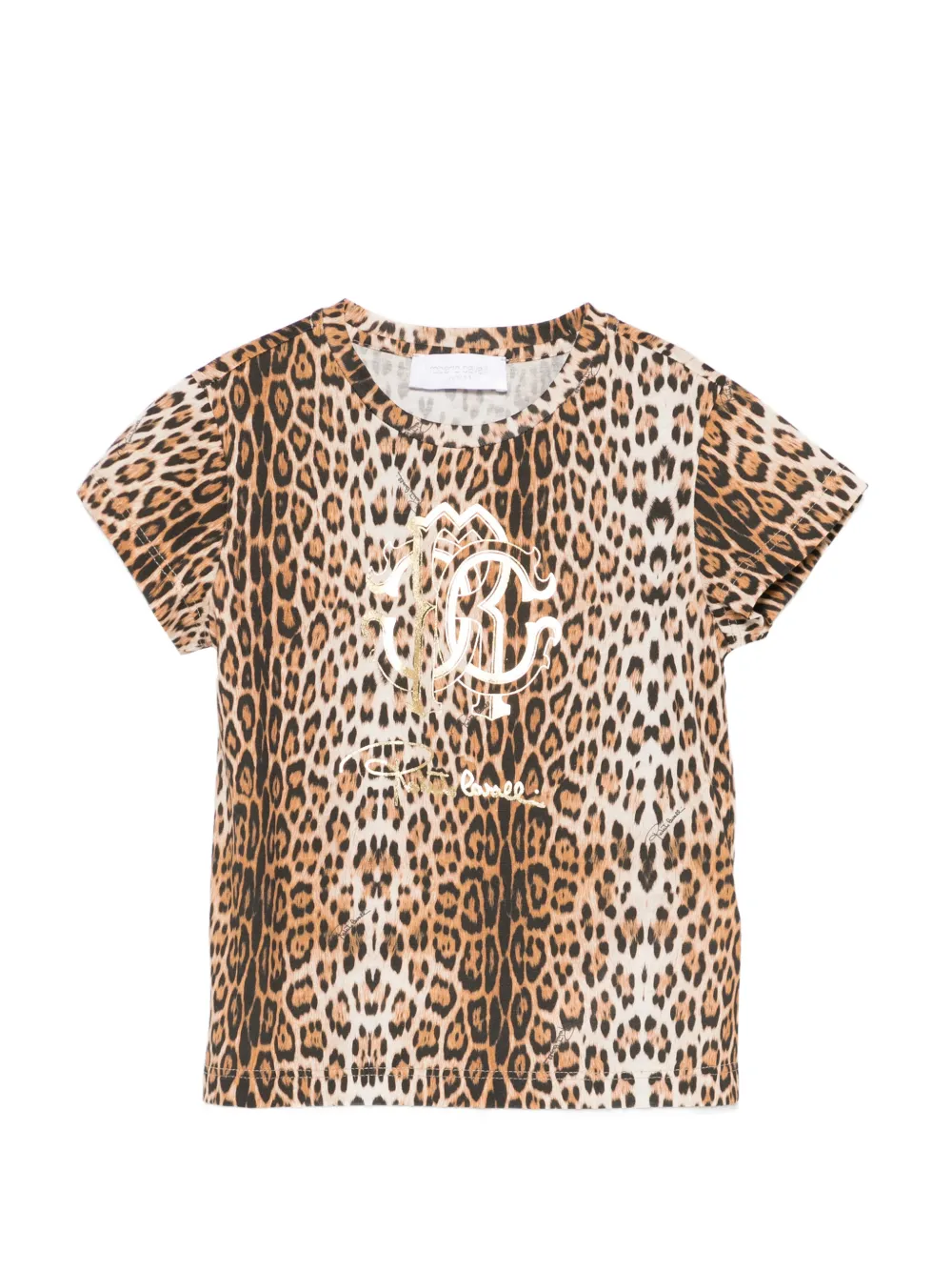 Футболка с леопардовым принтом Roberto Cavalli Junior, коричневый