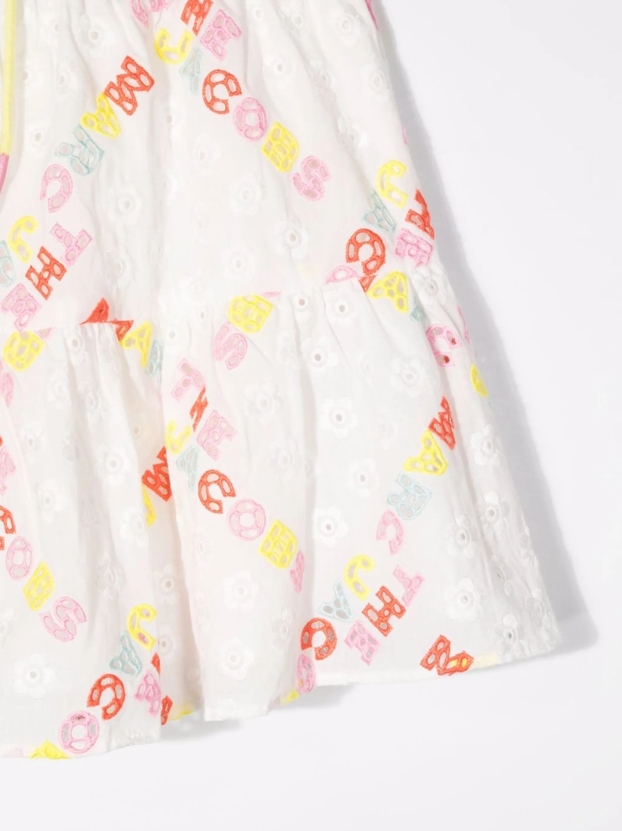 Ярусная мини-юбка с английской вышивкой Marc Jacobs Kids, белый — фото 3
