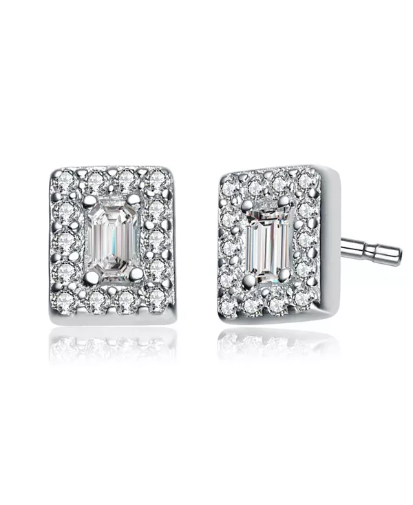 

Квадратные серьги из стерлингового серебра с покрытием из белого золота и прозрачными кубическими цирконами Genevive, white