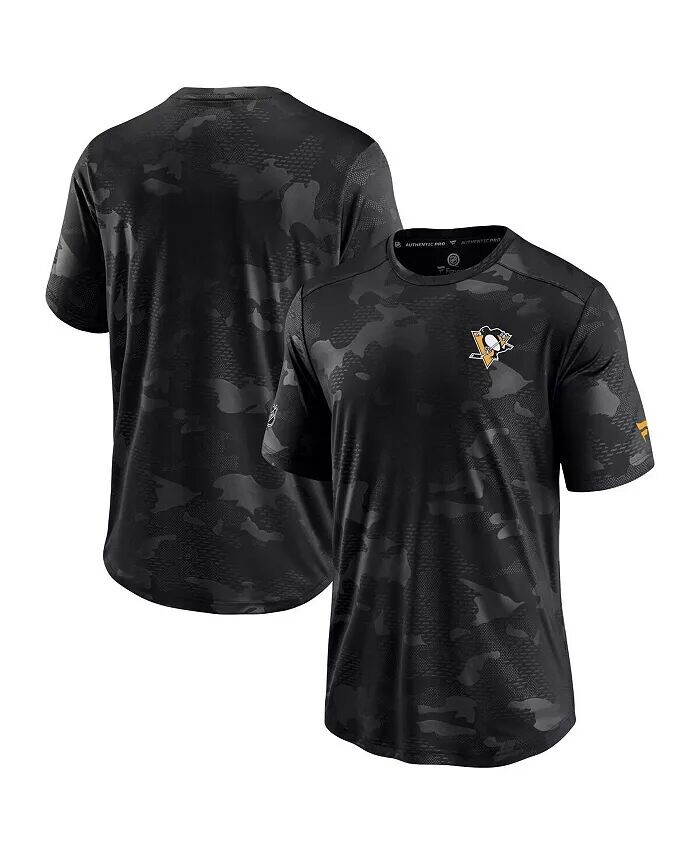 

Мужская черная футболка Pittsburgh Penguins Authentic Pro Locker Room Camo Fanatics