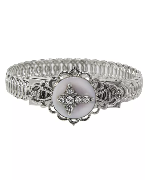 

Крест из оловянного хрусталя с перламутровым поясным браслетом Symbols Of Faith, white