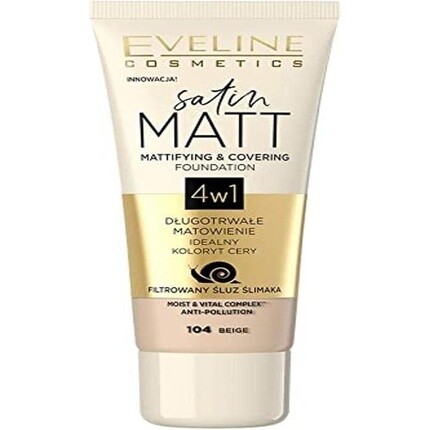 

Eveline Cosmetics Matte Face Liquid Satin Matt № 104 30мл, Серый, Eveline Cosmetics Matte Face Liquid Satin Matt № 104 30мл