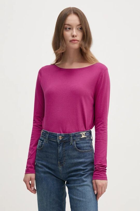 

Хлопковая рубашка с длинным рукавом United Colors of Benetton, розовый