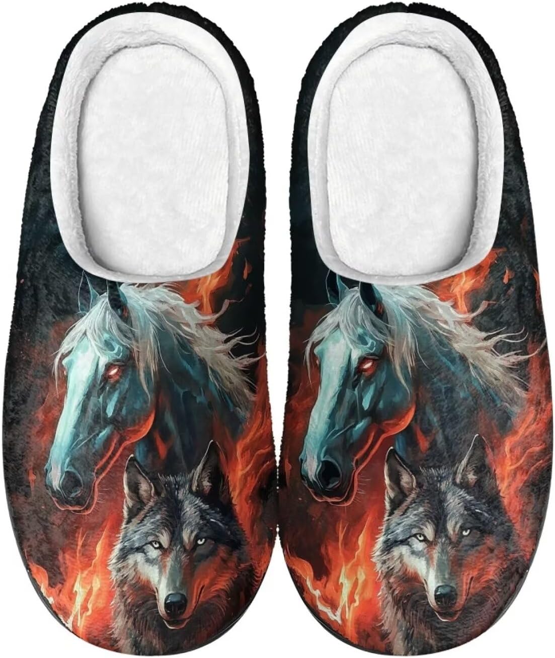 

Теплые мягкие удобные домашние тапочки DISNIMO для женщин и девушек на осень и зиму, A Flame Wolf Horse