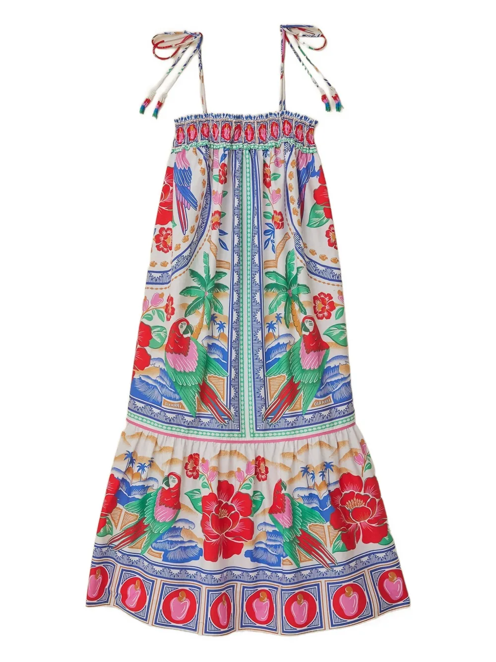 

Платье миди Flowers Beach FARM Rio, белый