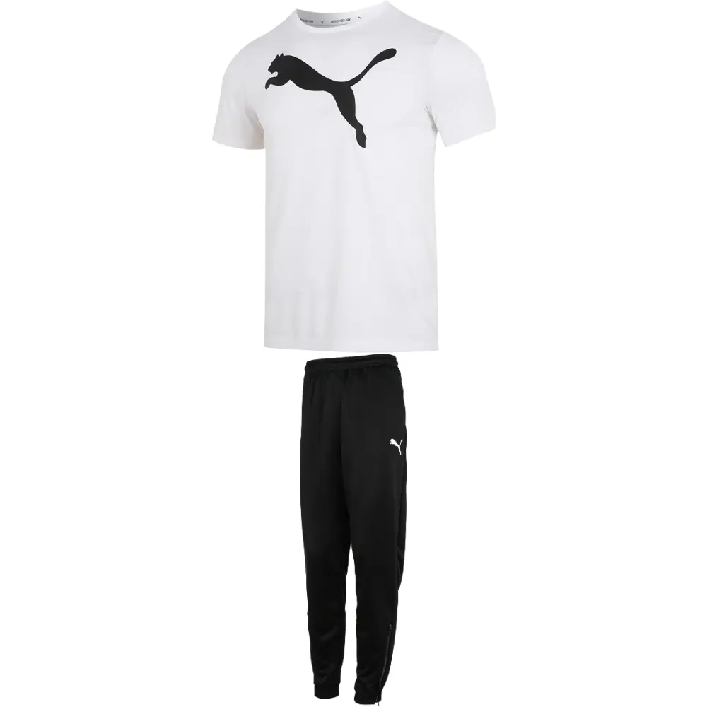 

PUMA Повседневный спортивный костюм для мужчин: футболка White + брюки Black