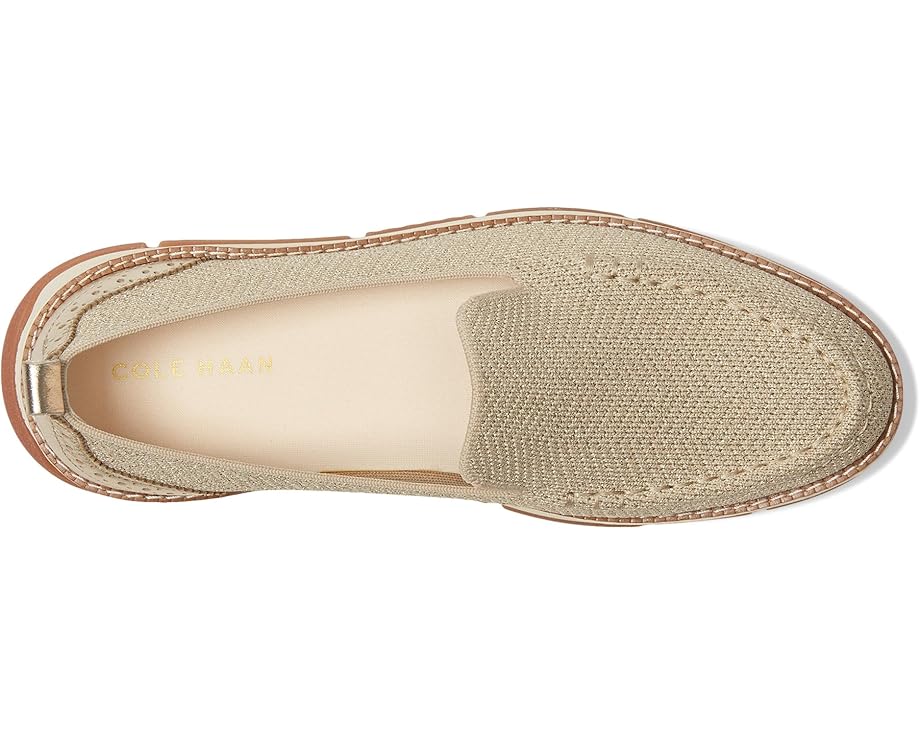 Лоферы Cole Haan Zerogrand Revel Stitchlite Venetians, цвет Rye Knit/Gold Metallic/Ivory — фото 2