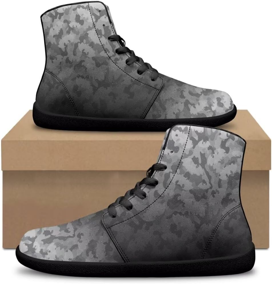 Мужские кроссовки без каблука, легкие, с широким носком, нескользящие, высокие, с нулевым перепадом высоты подошвы Getelinseng, черный — фото 4