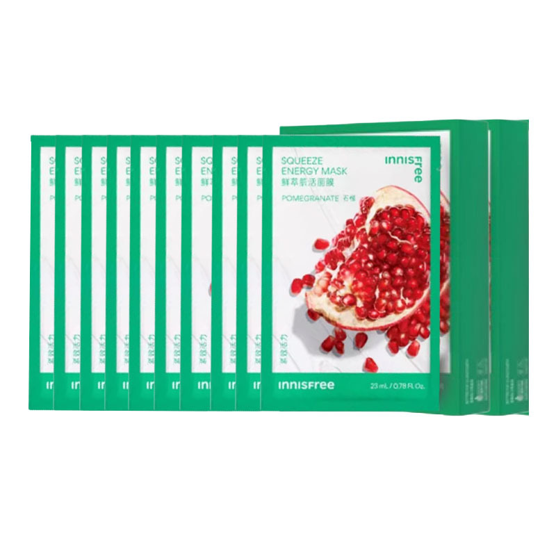 

Yueshifengyin увлажняющая маска для лица со свежезаваренным гранатом 23мл*10 шт/коробка Innisfree