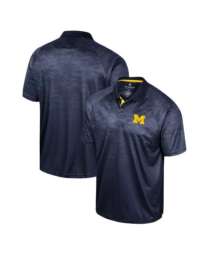 

Мужская темно-синяя рубашка-поло Michigan Wolverines Honeycomb Raglan Colosseum