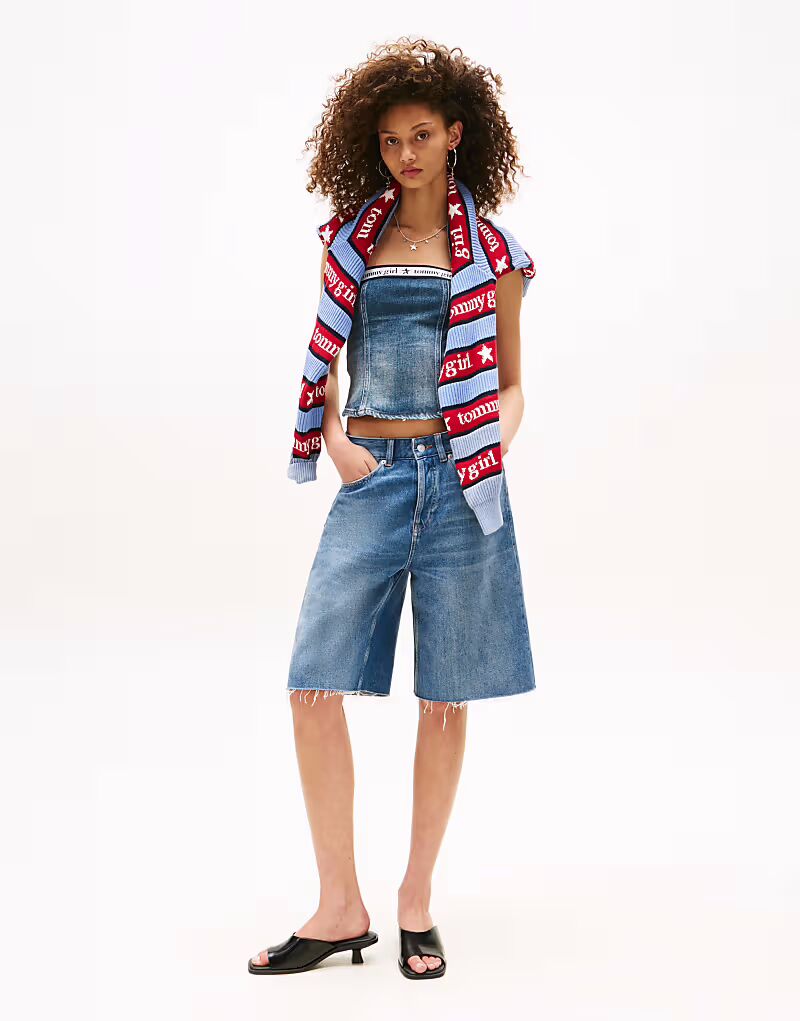 

Джинсовые шорты Tommy Jeans tommy girl star темного цвета