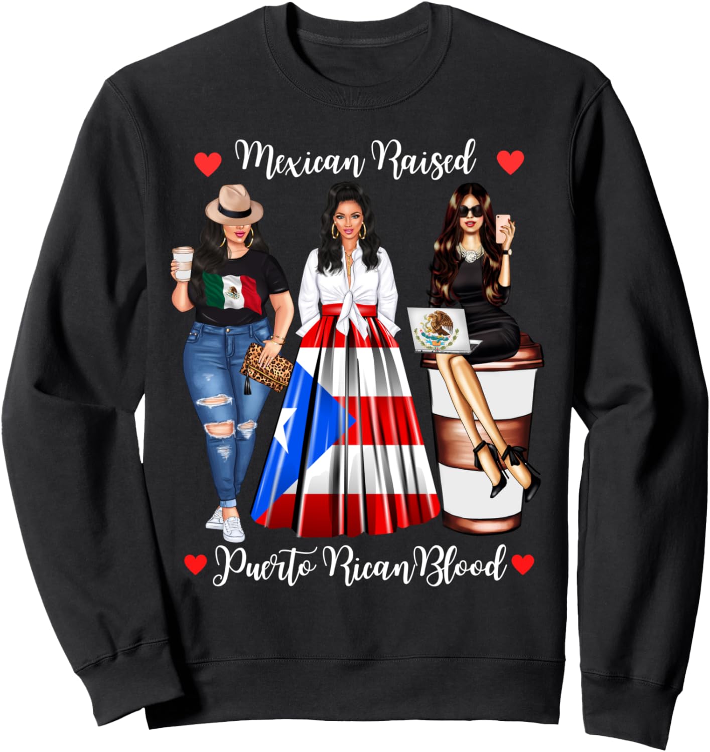 

Толстовка с изображением афро-пуэрториканских африканских и мексиканских корней и флагом Пуэрто-Рико Lush Mexican Raised, черный