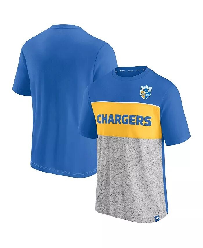 

Мужская футболка Los Angeles Chargers Throwback Colorblock цвета пудрово-голубой, серо-лиловый Fanatics
