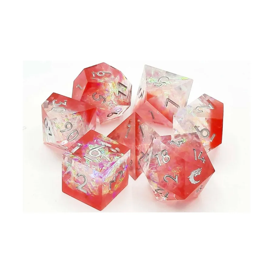 

Poly Set Crimson Fire с серебром (7), Sharp Edged Dice