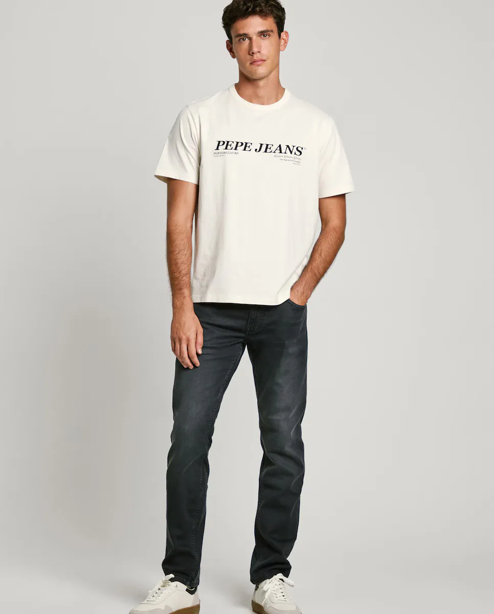 

Мужские узкие джинсы Track облегающего кроя из стрейчевой ткани Pepe Jeans, чёрный