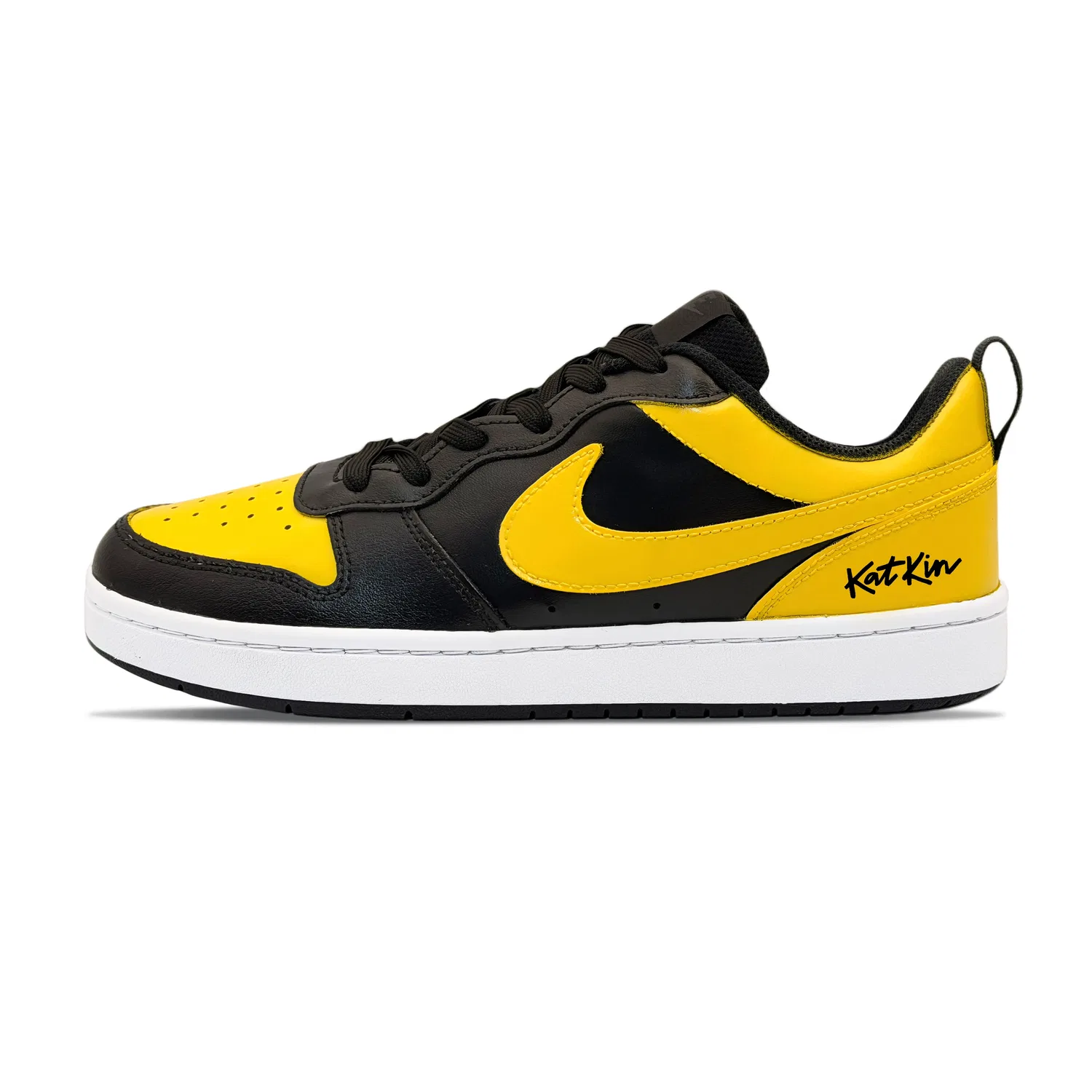 Кроссовки для скейтбординга детские Court Borough Bumblebee Leather Low top Yellow Black Teenagers Nike