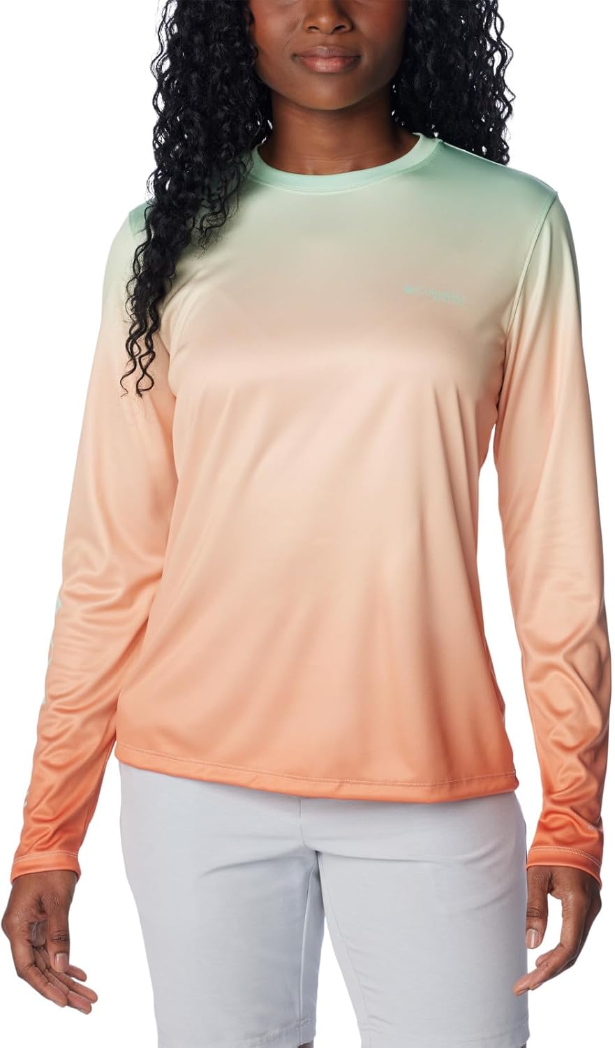 

Женская футболка Columbia Tidal PFG Palm Rise, Key West Gradient/Groovy Grove