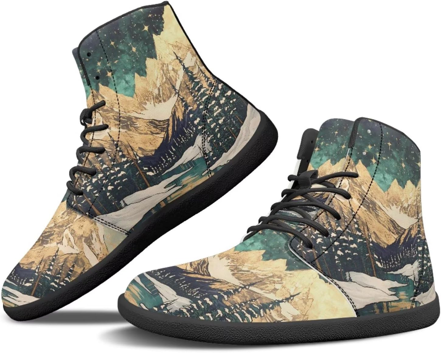 

Охотничьи ботинки Binienty Barefoot для мужчин и женщин, водонепроницаемые, из искусственной кожи, высокие, с поддержкой лодыжки, спортивная обувь, Starry Sky Snowy Mountain