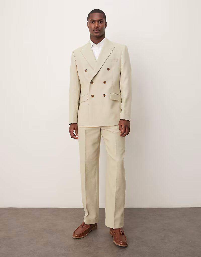 

Двубортный пиджак из шерстяной смеси светло-зеленого цвета Asos Design