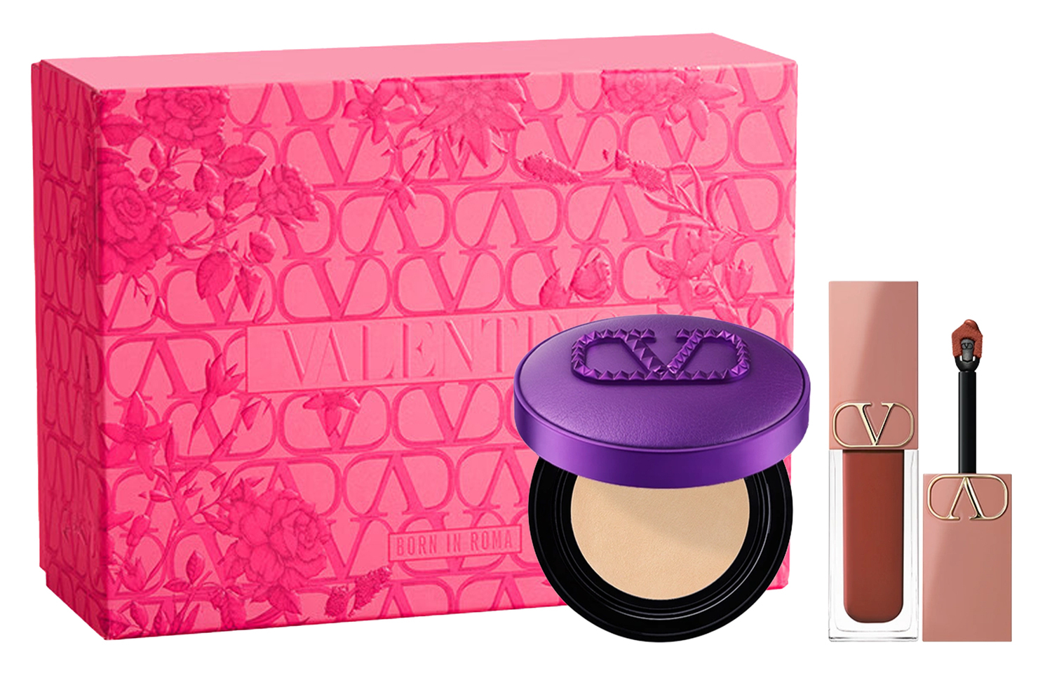 Valentino Wilderness Purple dewy air cushion и naked tube бальзам для губ макияж набор complexion adherent 6,5 мл + 12 г — фото 2