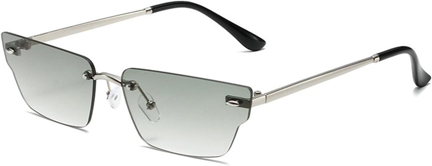 

Винтажные панк-солнцезащитные очки Helena без оправы для женщин, модные узкие солнцезащитные очки неправильной формы с металлической оправой, защита от УФ-излучения UV400, C8