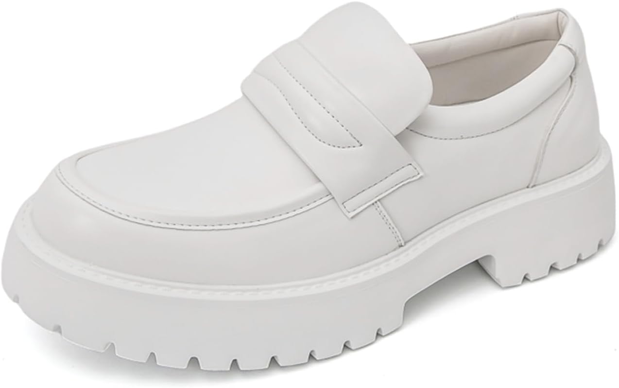 

Мужские слипоны QKLMWES двухцветные из кожи с грубой подошвой, легкие, с круглым носком, противоскользящие, низкие, для делового, повседневного, официального и вечернего использования, белый