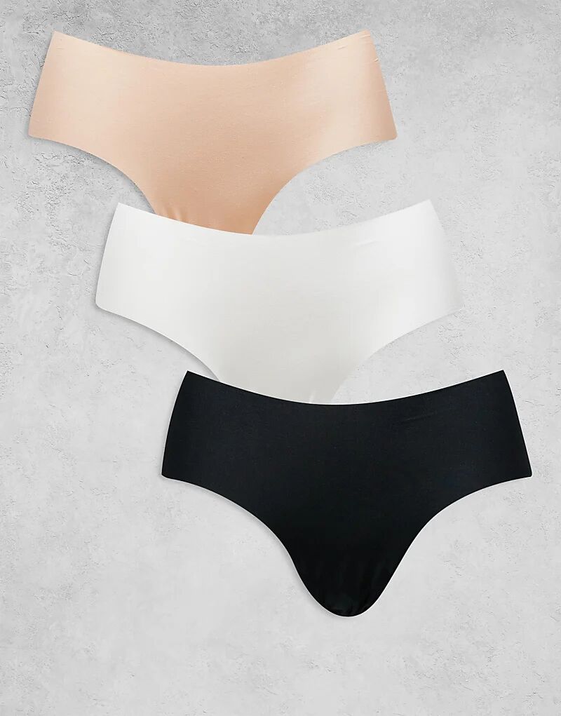 

Комплект из 3 шорт-хипстеров ASOS DESIGN без VPL черного, белого и бежевого цветов