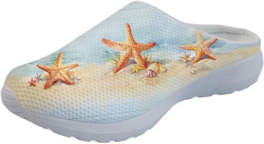 

Forchrinse Южно-западные сандалии с арочной поддержкой для мужчин и женщин Navajo Aztec, тапочки-мюли для сада, прогулочные кроссовки для носки в помещении и на улице, Hawaiian Starfish