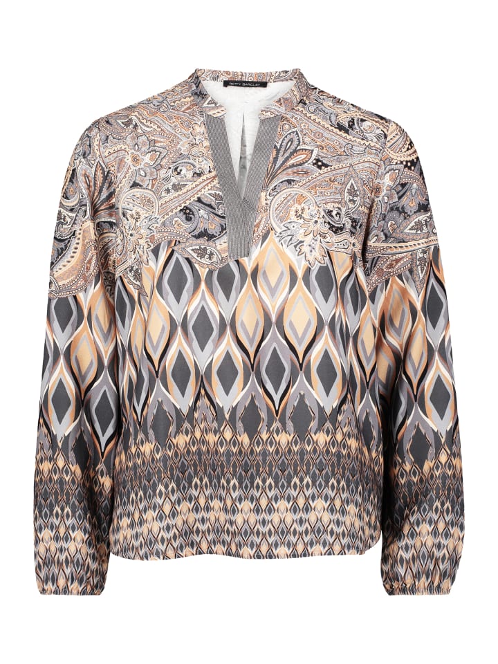 

Длинная блузка с воротником-стойкой серо-бежевого цвета Betty Barclay