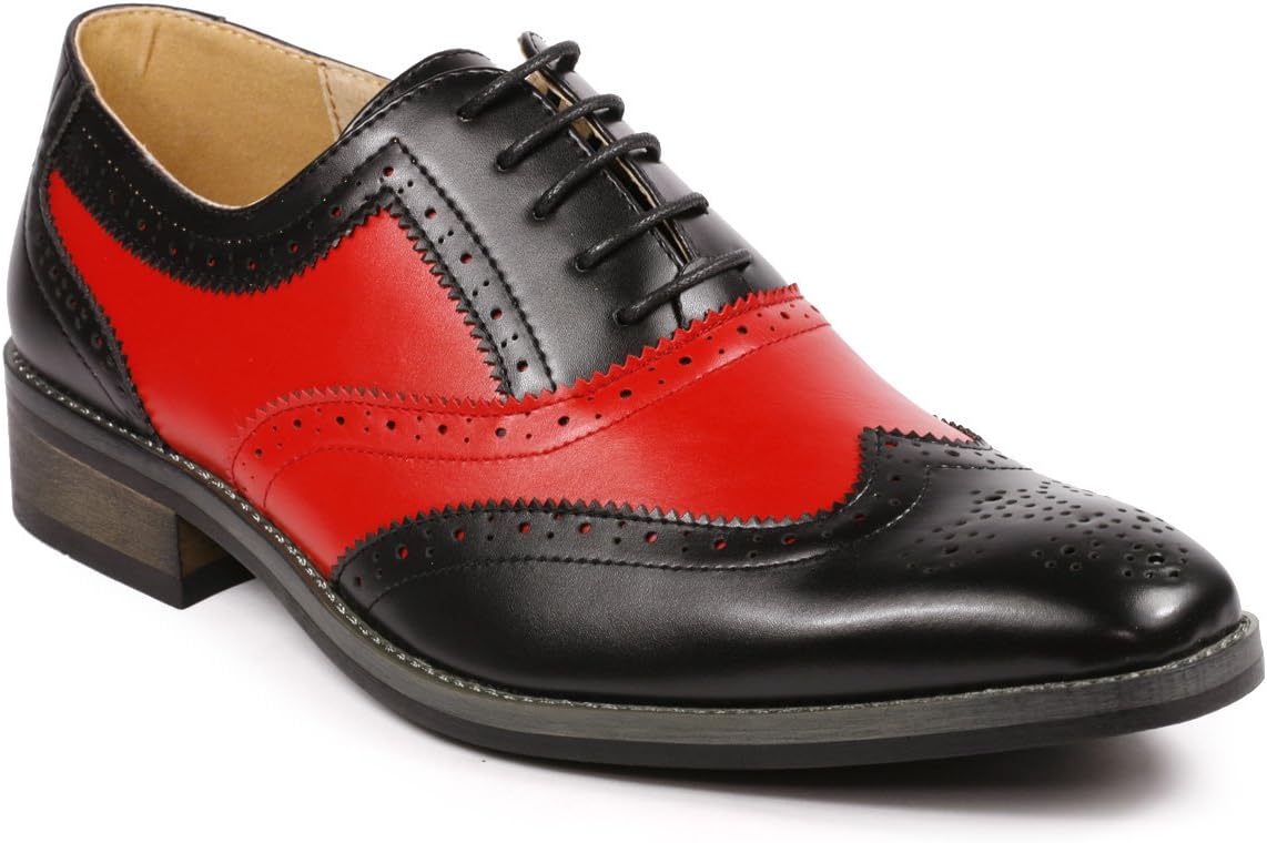 

Мужские двухцветные оксфорды Metrocharm MC118 с перфорированными крыльями и шнуровкой, черный/красный