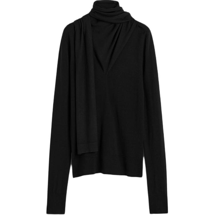 

Шарф с драпировкой тонкий трикотажный топ TOTEME, черный