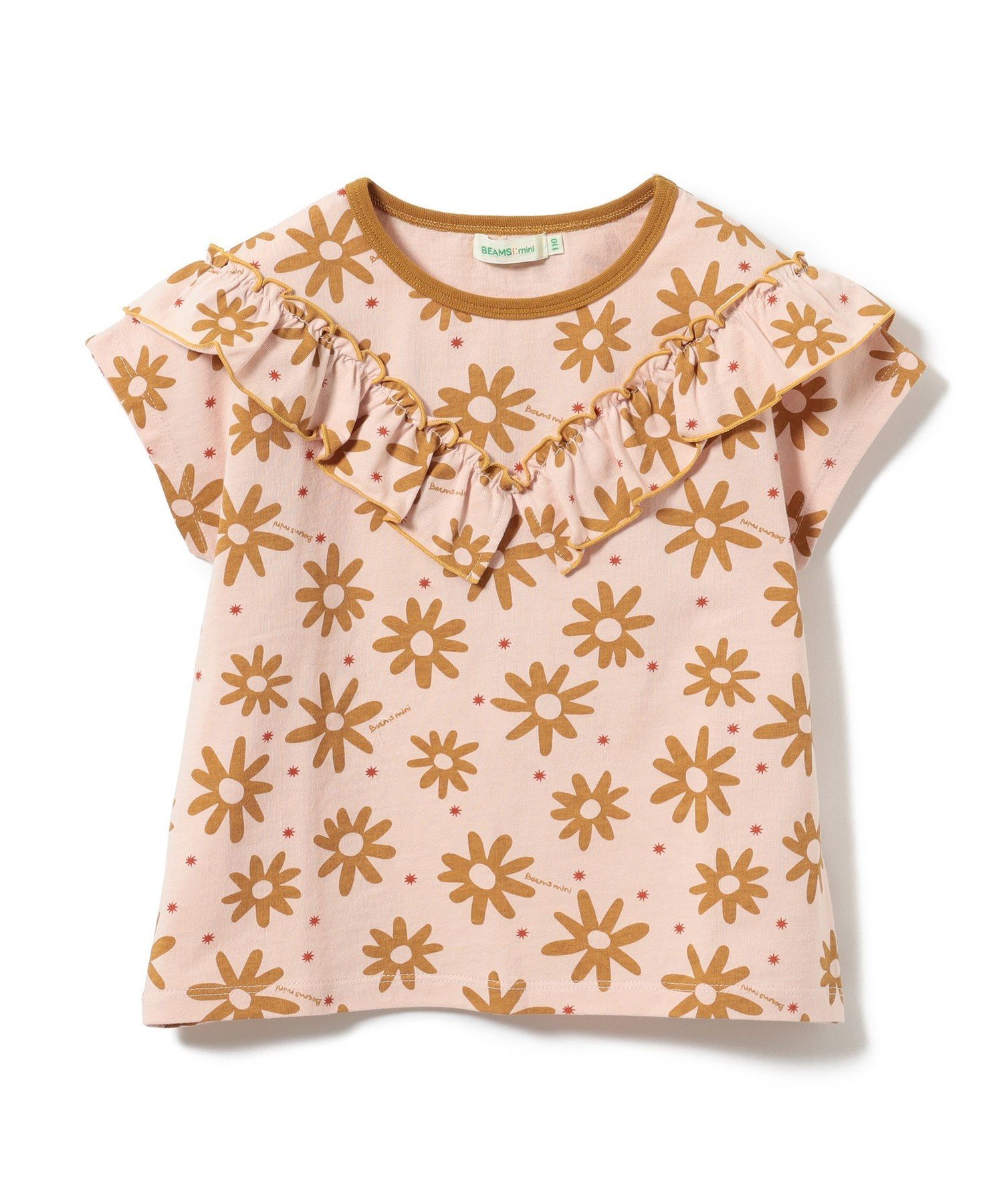 Футболка с цветочным принтом и оборками (90–150 см) BEAMS mini, PINK — фото 2