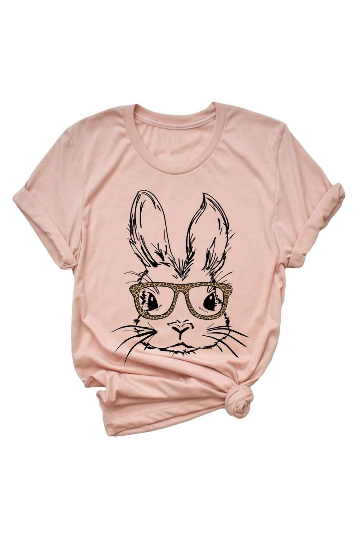 

Женская футболка с пасхальным кроликом в светло-розовом цвете Type A Tees