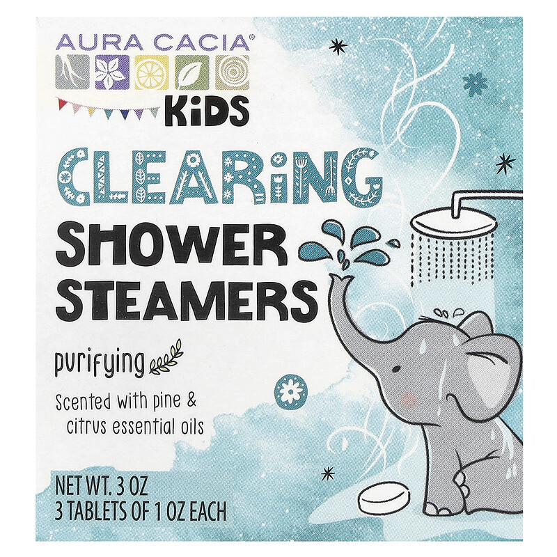 

Aura Cacia, Kids, очищающие пароварки для душа, очищение, 3 таблетки