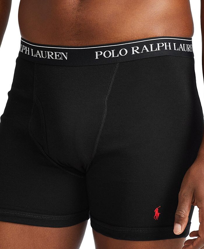 Мужской комплект из 3 штук. Классические хлопковые трусы-боксеры Polo Ralph Lauren, черный — фото 4
