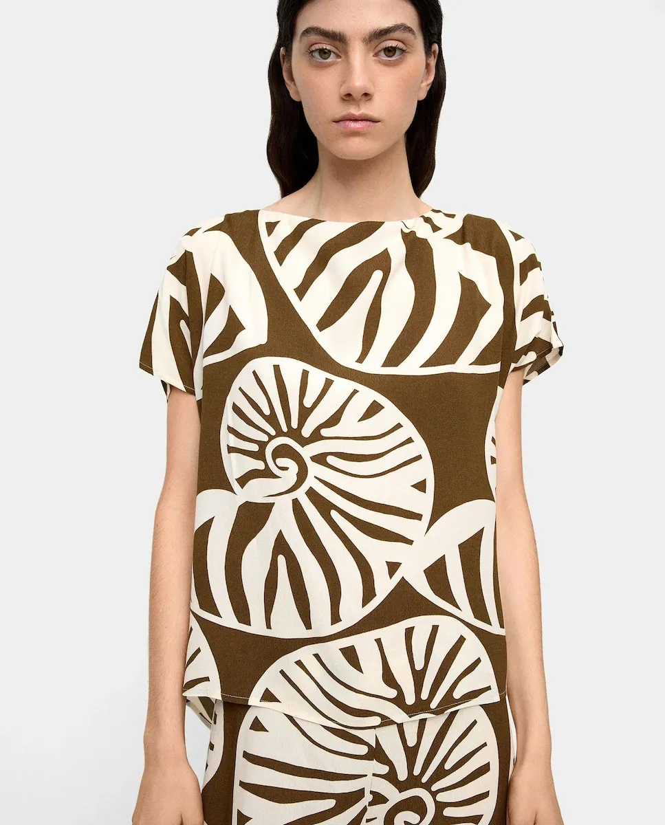 

Женская блузка из 100% вискозы, легкая, с короткими рукавами и принтом Parfois, мультиколор