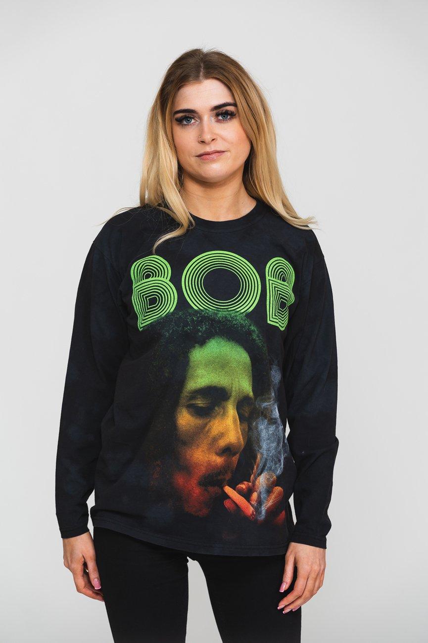 

Футболка с длинным рукавом и логотипом Smoke Gradient Dip Dye Bob Marley, черный