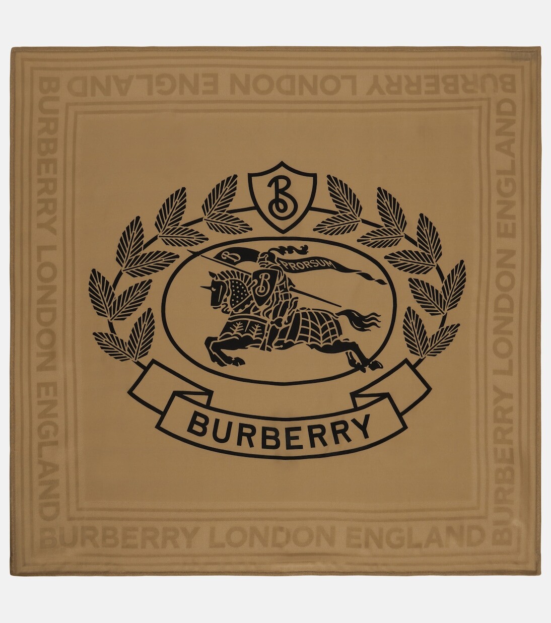 

Шелковый шарф с принтом Burberry, бежевый