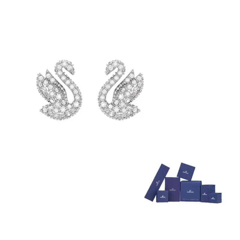 

Серьги-гвоздики с искусственными кристаллами, родированное покрытие Swan Swarovski